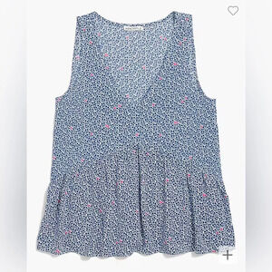 J. Crew Mercantile V Neck Floral Top With Empire Waist Navy White Pink Size M